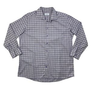 Eton Shirt Mens 18 Navy Lavender Darted Back Contemporary Fit Business Dress